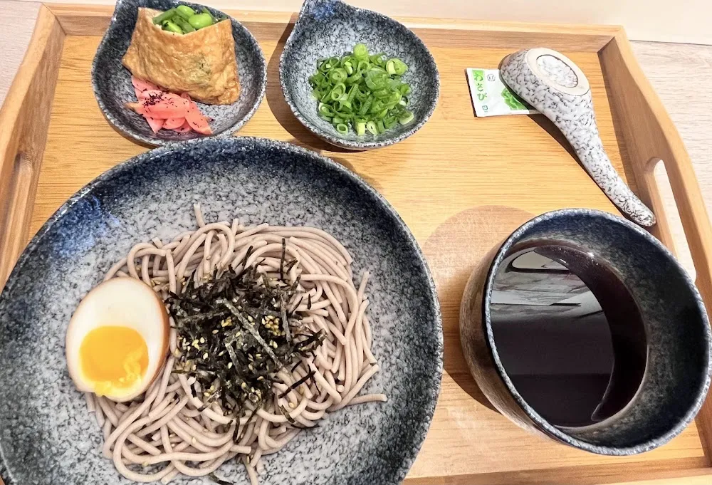 House Bento with Soba and Stuffed Tofu Skin with Seasoned Edamame